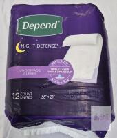 Depend Night Defense Underpads 12 Pack, 36"x21" Triple Layer, 3-in-1 Leak Protection