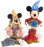 Disney Jim Shore Minnie Mouse 'Demure and Sweet' Figurine & Sorcerer Mickey Mouse Clock WDW