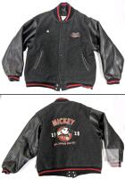 Disney Store Mickey Mouse 1928 Varsity Jacket Large Wool/Leather, Exclusive, Cracked Sleeves