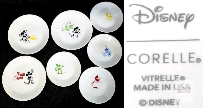 Corelle Disney Mickey Mouse Expressions Plate Set, 7pc, 10.25" & 7.25", Vitrelle USA, Chip