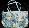 Floral and Plaid Tapestry Tote Handbags with Faux Leather Handles, Zipper Closures, Mixed Patterns - 3