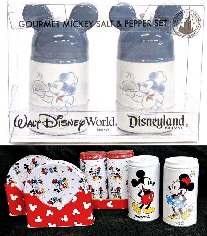 Disney Mickey & Minnie Kitchen Collectible Set &ndash; 2 Salt & Pepper Shaker Sets, Coaster Set, Napkin Holder