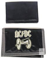 AC/DC Tri-Fold Chain Wallet w/Embroidered Logo + MCM Leather Bi-Fold Wallet, ID Window, Zipper Pocket
