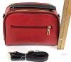 Red PU Leather Crossbody Handbag, 9"x7"x4", Gold Hardware, Dual Handles, Adjustable Strap - 2