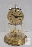 Bulova Anniversary Clock, Quartz, Glass Dome, Gold-Tone, Made in Germany, 11.5" Tall