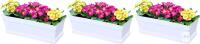 NEW 3-Pack 16" White Plastic Window Box Planters with Trays, 7" Wide, Drainage Holes