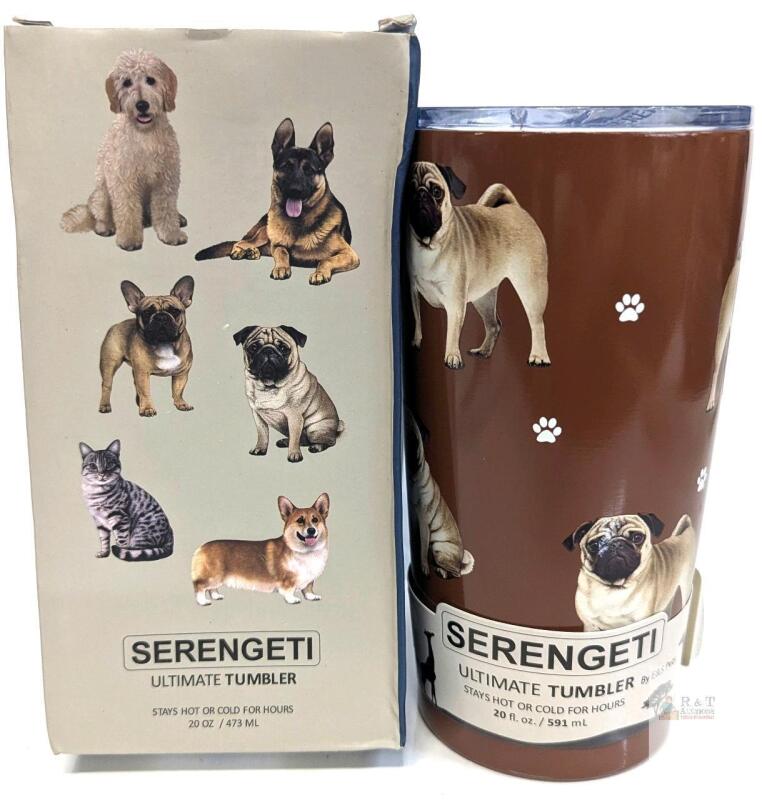 NEW Serengeti Ultimate Tumbler 20oz Stainless Steel, Dog Design, Double Wall, Spill Proof Lid, Boxed