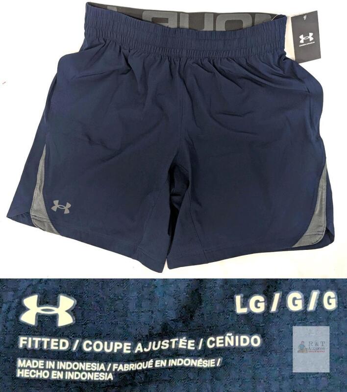NEW Under Armour 1362289 Fitted Men's Athletic Shorts Navy, Size Large, 7" Inseam, New with Tags