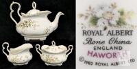 Royal Albert Haworth Bone China Tea Set &ndash; Teapot, Sugar Bowl & Creamer, 1982 England