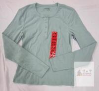 NEW Calvin Klein Women&rsquo;s Pastel Green Long Sleeve Henley Shirt, Medium, Made in Vietnam