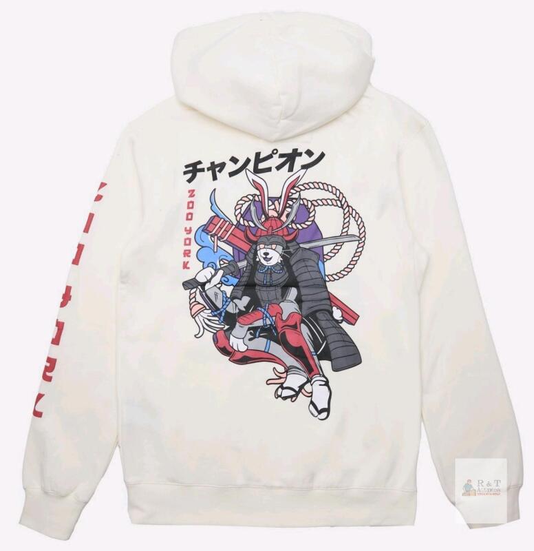 NEW Zoo York Samurai Dog Graphic Hoodie - Medium, Off-White, Pullover, Skate Brand, New with Tags