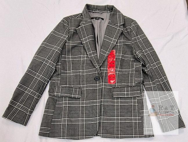 NEW French Connection Women's Glen Plaid Blazer, Medium, 1-Button, Black & White, Cambodia