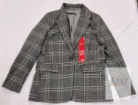 NEW French Connection Women's Glen Plaid Blazer, Medium, 1-Button, Black & White, Cambodia