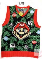 Nintendo Super Mario & Luigi Christmas Vest | Large | Double-Sided Knit | Officially Licensed