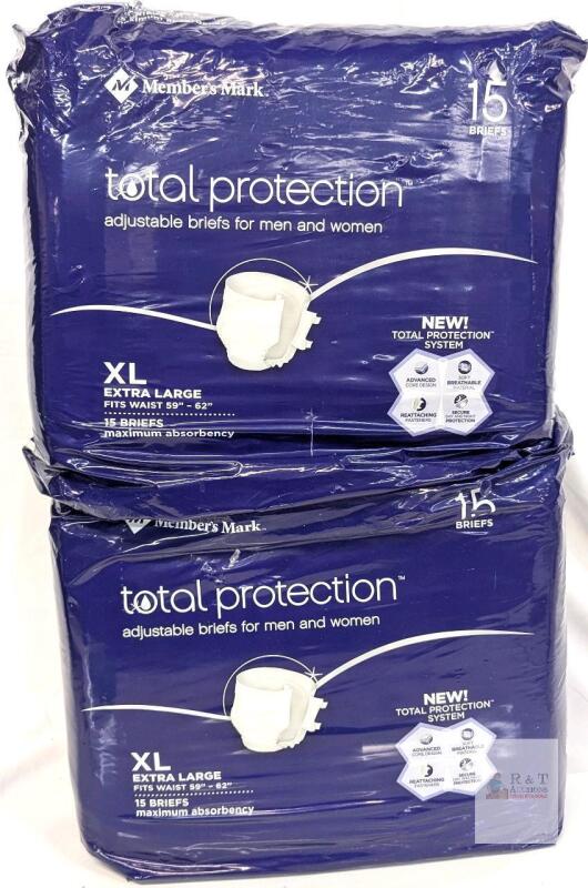 Member's Mark Total Protection XL Adult Briefs, 59&ndash;62" Waist, Maximum Absorbency, 30 Count
