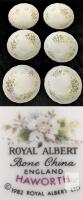 Royal Albert Haworth Bone China Bowls Set of 6, 5.5" Floral Gold Rim, England 1982