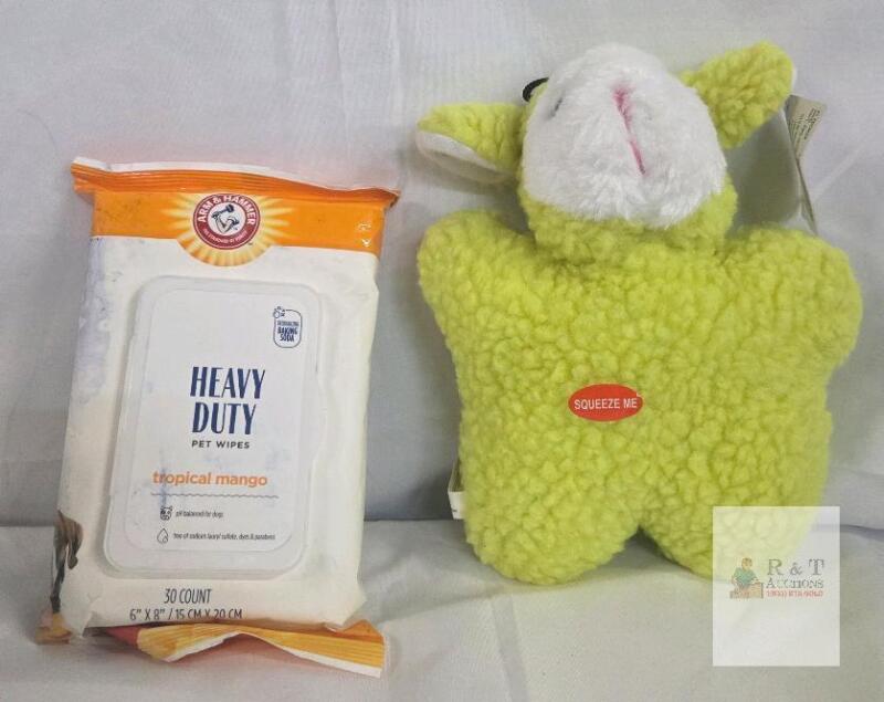 NEW Zanies Fuzzy Sheep Plush Dog Toy with Squeaker & Arm & Hammer Heavy Duty Pet Wipes 30ct Mango