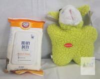 NEW Zanies Fuzzy Sheep Plush Dog Toy with Squeaker & Arm & Hammer Heavy Duty Pet Wipes 30ct Mango