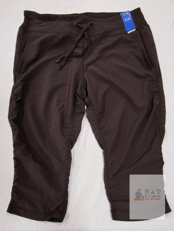 NEW Kirkland Signature Men's Capri Pants Large, Elastic Waist Drawstring, Brown, Poly Blend, New w/ Tags