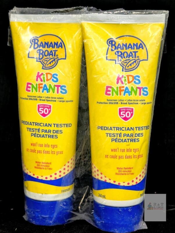 NEW Banana Boat Kids SPF 50+ Sunscreen Lotion Twin Pack, 8 oz Tubes, Broad Spectrum, Exp 11/2027