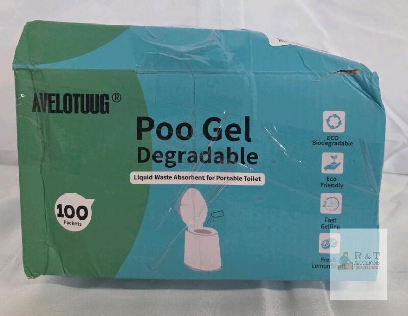 AVELOTUUG Poo Gel, 100 Packets, Portable Toilet Absorbent, Biodegradable, Lemon Scent, 10g Each