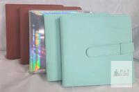 NEW Trading Card/Photo Storage Binders: PU Leather & Holographic, 9.5"x9", Strap Closure, Multi-Color