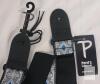 NEW Perri's Leathers TWS-7277 Jacquard Guitar Strap, 2in, Blue/Silver, Leather Ends, Made in Canada - 2