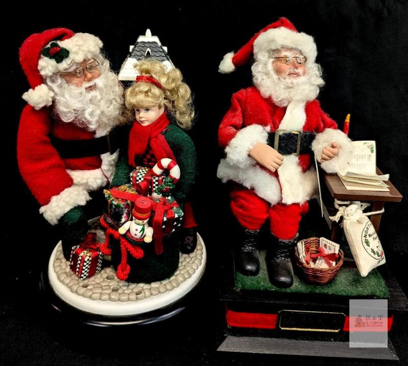 Holiday Creations & Smile Ind. 11" Animated Santa Figurines, Battery Operated, 1990 & 1993 China