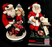 Holiday Creations & Smile Ind. 11" Animated Santa Figurines, Battery Operated, 1990 & 1993 China