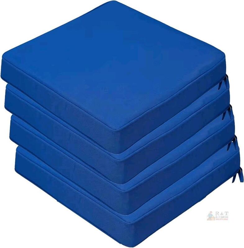 NEW JMG Bird Direct Blue Chair Seat Cushion Set, 19"x19"x3", Indoor/Outdoor Use, Removable Covers, Set of 4