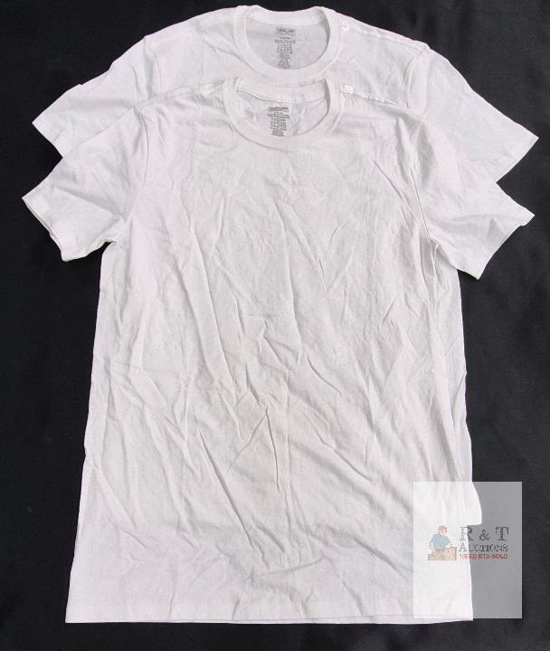 NEW Kirkland Signature White Crew Neck T-Shirts, Size Small, 100% Cotton, Made in India, 2-Pack