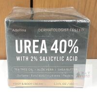NEW Adellina Urea 40% Foot & Body Cream with 2% Salicylic Acid, 5.3 fl oz, Tea Tree, Aloe, Shea