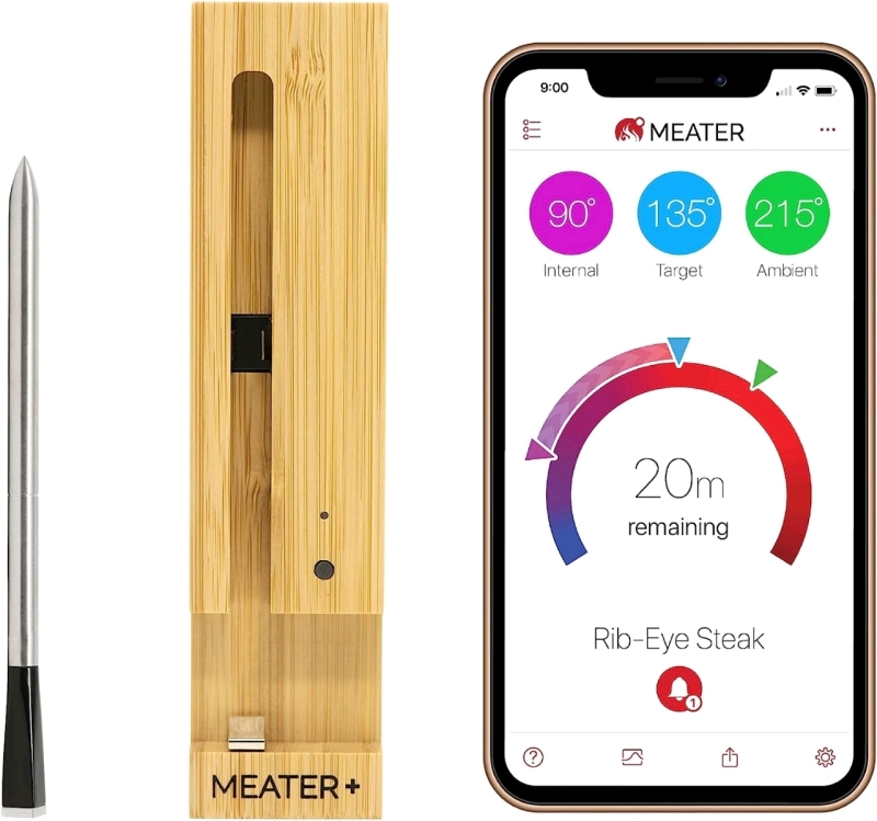 New MEATER Plus Smart Meat Thermometer with Bluetooth 165ft Wireless Range for The Oven, Grill, Kitchen, BBQ, Smoker, Rotisserie.