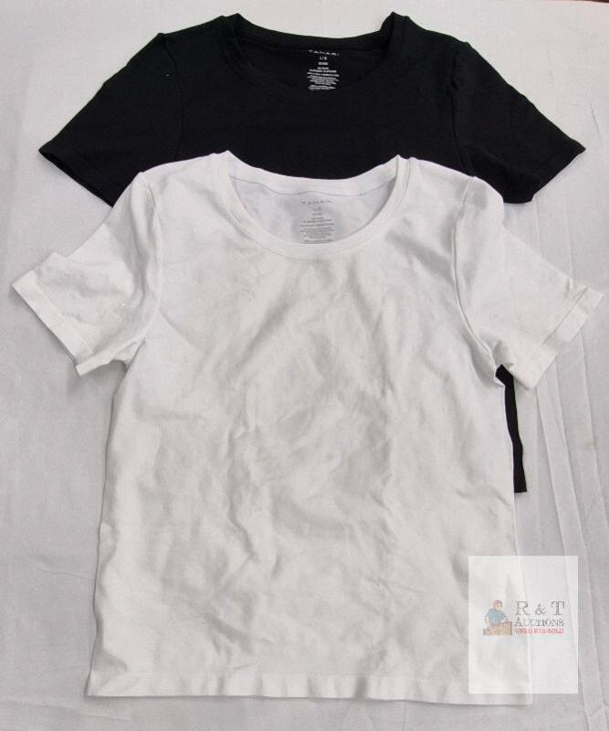 NEW Tahari Women's Large Stretch T-Shirts Bundle &ndash; Black & White, Nylon/Spandex, Style 2914463