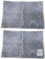 NEWSet of 2 Chenille Microfiber Bath Mats, 31.5"x19", Grey, Plush Non-Slip, Machine Washable