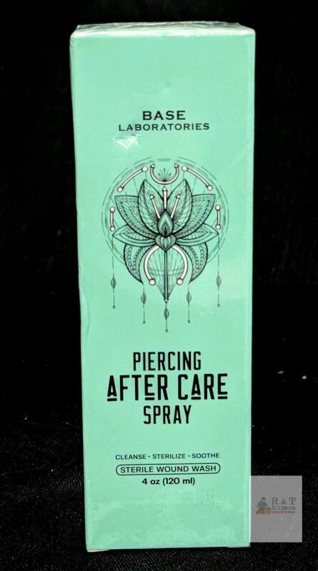 NEW Base Laboratories Piercing Aftercare Spray, 4 oz Sterile Wound Wash, Aloe Vera & Tea Tree Oil