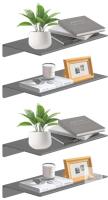 4 New Floating Shelves Wall Mounted, Wall Mounted Display Shelf, 7.87 Inch Metal Wall Shelves for Bathroom, Living Room, Kitchen, Bedroom (Grey)