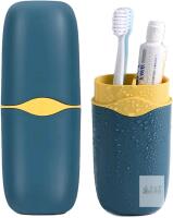 3 New Detachable Travel Toothbrush Holder, Portable Toothbrush Case 3 in 1 Toothpaste Travel Case Holder Plastic Toothbrush Container Toothbrush Storage Box for Travel,Business,Camping, Daily Uses (Blue)