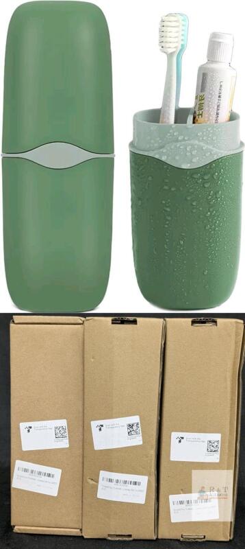 3 New Detachable Travel Toothbrush Holder, Portable Toothbrush Case 3 in 1 Toothpaste Travel Case Holder Plastic Toothbrush Container Toothbrush Storage Box for Travel,Business,Camping, Daily Uses (Green)
