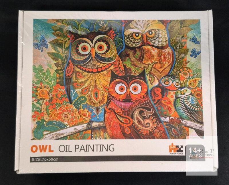 NEW Kanglejia 1000 Piece Owl Oil Painting Jigsaw Puzzle, 27.56"x19.69", 14+ Ages, X0042FHJSV