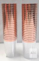 NEW Clear Plastic Cups with Rose Gold Metallic Band, 12 oz Disposable Party Drinkware, Sealed Packs