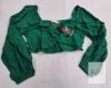 New sz XXL Women's VIDUSSA V Neck Crop Top Lantern Long Sleeve Twisted Front Smocked Casual Shirt Blouse - 3