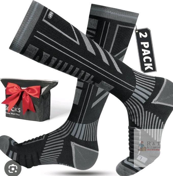 2 New Pairs sz Medium (6.5-8.5) Sanyiyiba Merino Wool Men's Snow Sports Socks