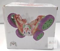 NEW RC Stunt Car HG4-47 &ndash; 2.4GHz, 360&deg; Spin, Mist Spray, Dual-Sided, Flash Lights, Orange/Purple
