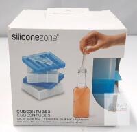 NEW SiliconeZone CubesNTubes Silicone Ice Tray Set, 4 Stackable Trays, Cube and Tube, FDA Approved