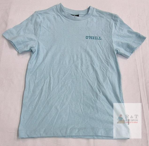 NEW sz 7/8 Kid's O'Neill Light Blue Graphic T-shirt, Pelican Surf Co Back Print, Crew Neck, Cambodia Made