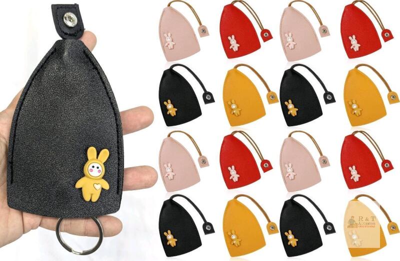 NEW Bulk Lot Bunny Keychain Coin Purses, PU Leather, 4 Colors, 5.5"x4", Snap Closure, 8+ Units