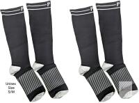 2 NEW PAIR PowerLix Graduated Compression Socks, Knee-High, Unisex S/M, Black/Grey, 20-30 mmHg, 2 Pairs