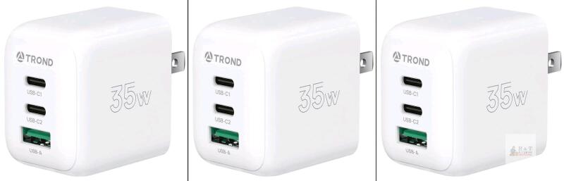 3 NEW TROND TD-WC-US01 35W GaN III USB-C Fast Charger, 2x USB-C, 1x USB-A, US Plug