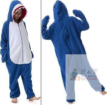New Kids 6-8 Years (45-49" / 115-125cm Tall) OGU' DEAL Shark Onesie Sleepwear for Kids Animal Costume Halloween Hooded Jumpsuit with Pockets